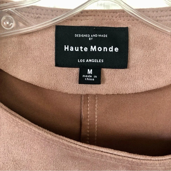 Haute Monde Blush /Mauve Pink Vegan Suede Moto Jacket Size M Casual asymmetrical - Picture 5 of 8